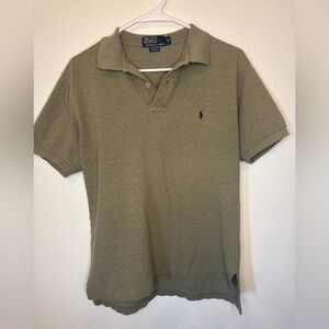 Ralph Lauren Olive Green Polo Shirt with Navy Classic Horse Logo